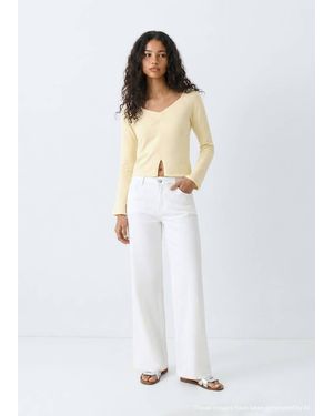 MANGO TEEN Ruched Detail Knitted Jumper - White