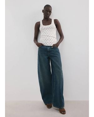 Mango Polka-Dot Knitted Top - Blue