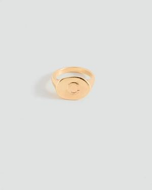 MANGO TEEN Signet Ring With Letter C - White