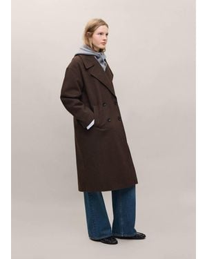 MANGO TEEN Double-Breasted Wool-Blend Coat - Blue