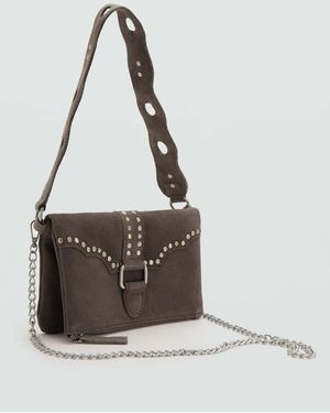 MANGO TEEN Stud Leather Bag - White