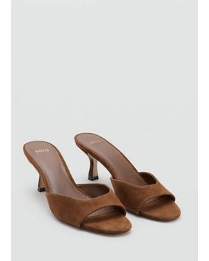 Mango Suede Funnel Heel Sandal - Brown