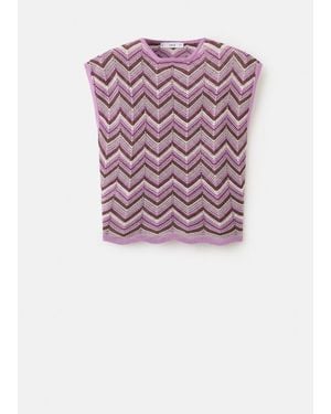 Mango Top Maglia Stampato Porpora - Viola
