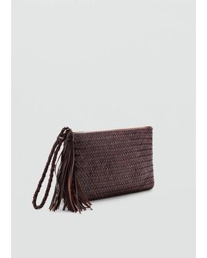 Mango Braided Leather Pouch - Purple