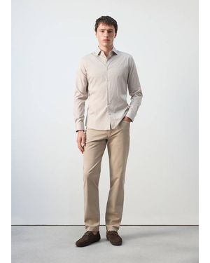 Mango Slim Fit Striped Cotton Shirt - White