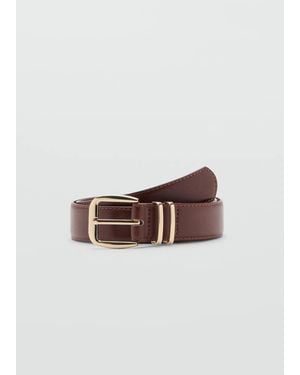 Mango Square Buckle Belt - Brown