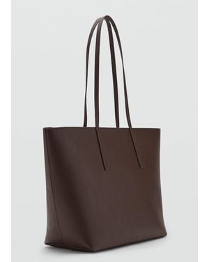 Mango Shopper Bag With Double Handle - Brown