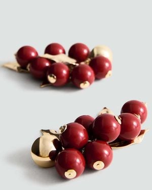 Mango Fruit Dangle Earrings - Red