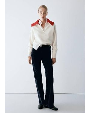 Mango Pantaloni Flare Velluto A Coste Blu Notte - Multicolore