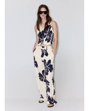 Mango Floral Print Lyocell Straight-Leg Trousers - White