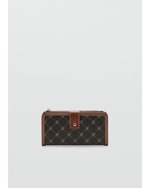 Mango Large Wallet With Logo Print - White