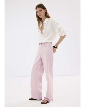 Mango Straight Low-Waist Jeans - Pink