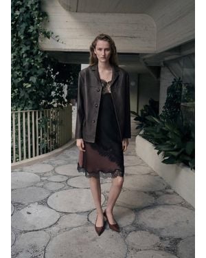 Mango Leather Jacket With Buttons - Gray