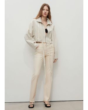 Mango Sienna Flared Cropped Jeans - Natural