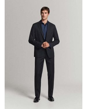 Mango Slim-Fit Cotton Poplin Suit Shirt - Blue