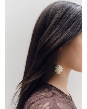 Mango Hanging Floral Earrings - Blue