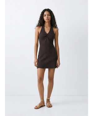 MANGO TEEN Short Halter-Neck Dress - Brown