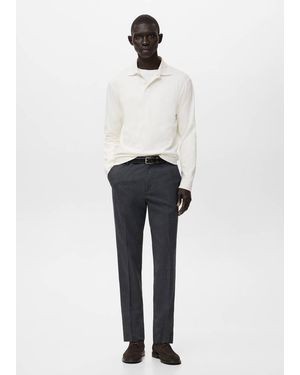 Mango Regular-Fit Knitted Polo Jumper - White