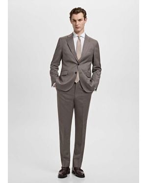 Mango Slim-Fit Twill Fabric Suit With Shirt Cufflinks - White