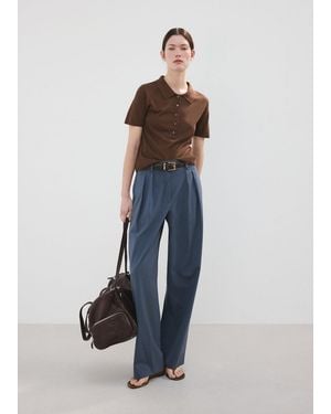 Mango Knitted Polo-Neck Jumper - Blue