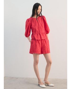 Mango Floral Embroidered Shorts