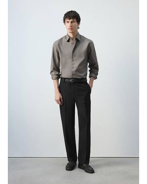 Mango Cotton And Lyocell Blend Relaxed-Fit Shirt - Grey