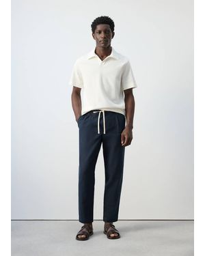 Mango Regular-Fit Textured Polo Shirt - White