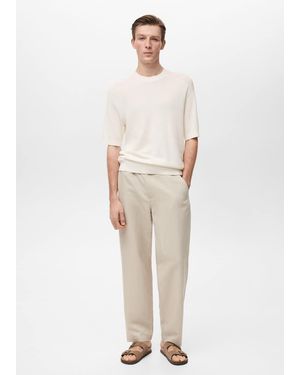 Mango Fine-Knit T-Shirt - White