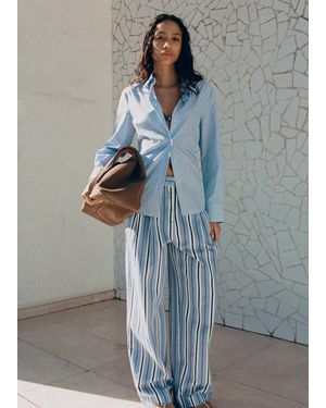 Mango Wide Leg Striped Jeans - Grey