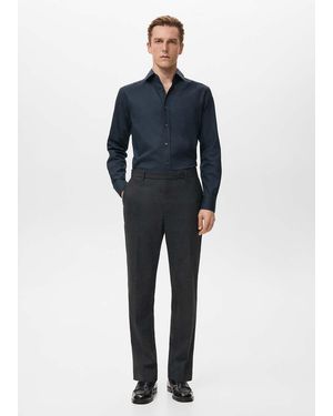 Mango 100% Cotton Slim-Fit Shirt - Blue