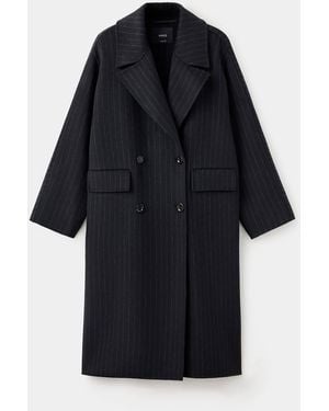 Mango Cappotto Lana Handmade Oversize - Blu