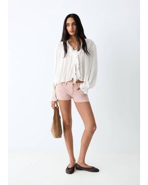 MANGO TEEN Low-Waist Mini Shorts - White