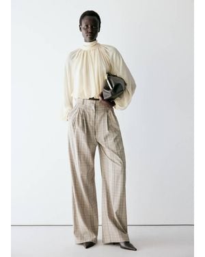 Mango Gathered High-Neck Blouse - White