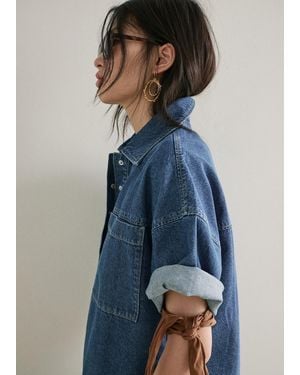 Mango Bead Hoop Earrings - Blue