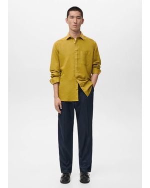 Mango Regular-Fit Linen Shirt With Pocket - Multicolour