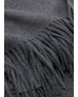 Mango Fringed Knit Polyester Scarf - Grey