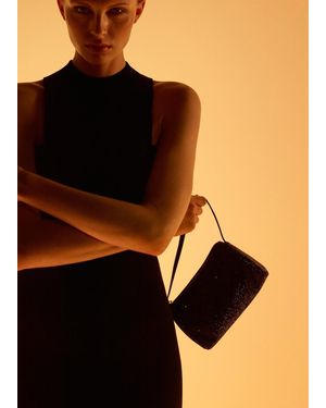 Mango Handbag With Rhinestones - Black