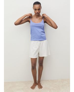 Mango Striped Cotton Pyjama Top - Blue