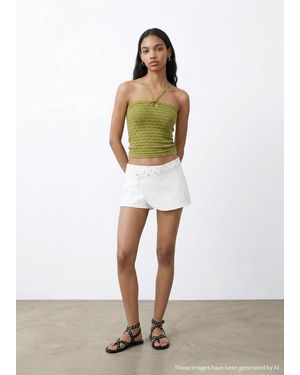 MANGO TEEN Textured Knit Top - White