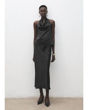 Mango Satin Long Skirt - White