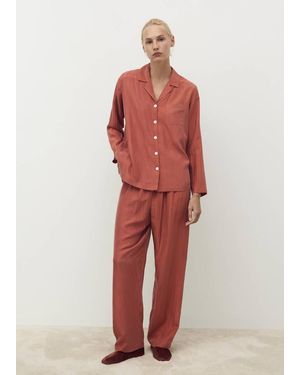 Mango Silk Long Shirt Burnt - Green
