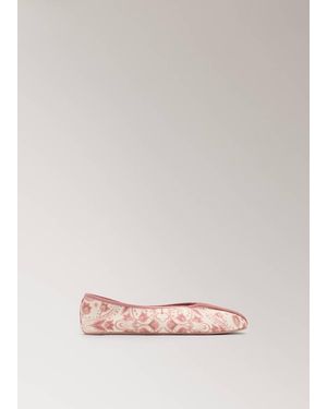 Mango Printed Satin Ballerina With Contrast Piping - Pink