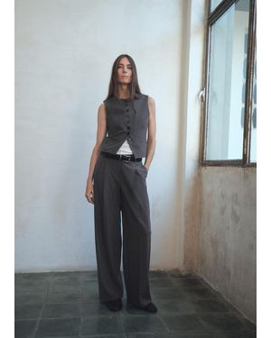 Mango Suit Waistcoat With Buttons - Grey