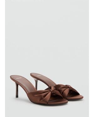 Mango Satin-Finish Sandals With Bow - Brown