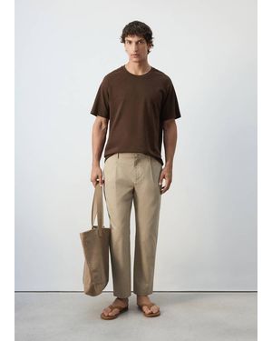 Mango Regular Fit Trousers - Natural