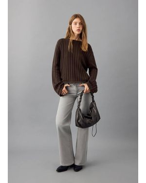 MANGO TEEN Knitted Ribbed Jumper - Grey