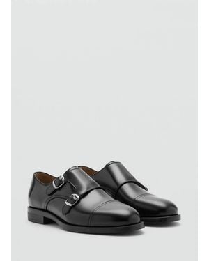 Mango Double Buckle Leather Shoe - Grey