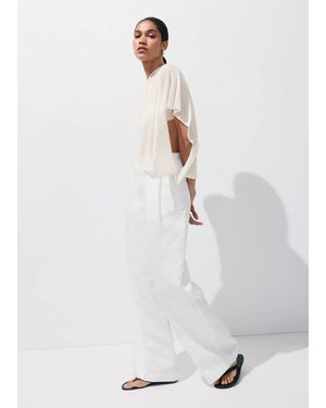 Mango Asymmetrical Knitted Cape - White