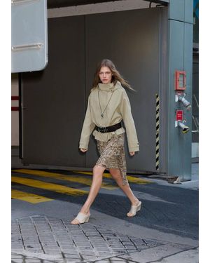 Mango Parka Revers Collo Alto Kaki - Grigio