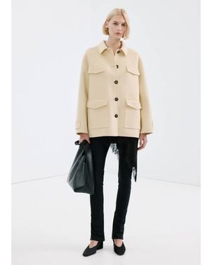 Mango Wool Jacket With Pockets - Natural